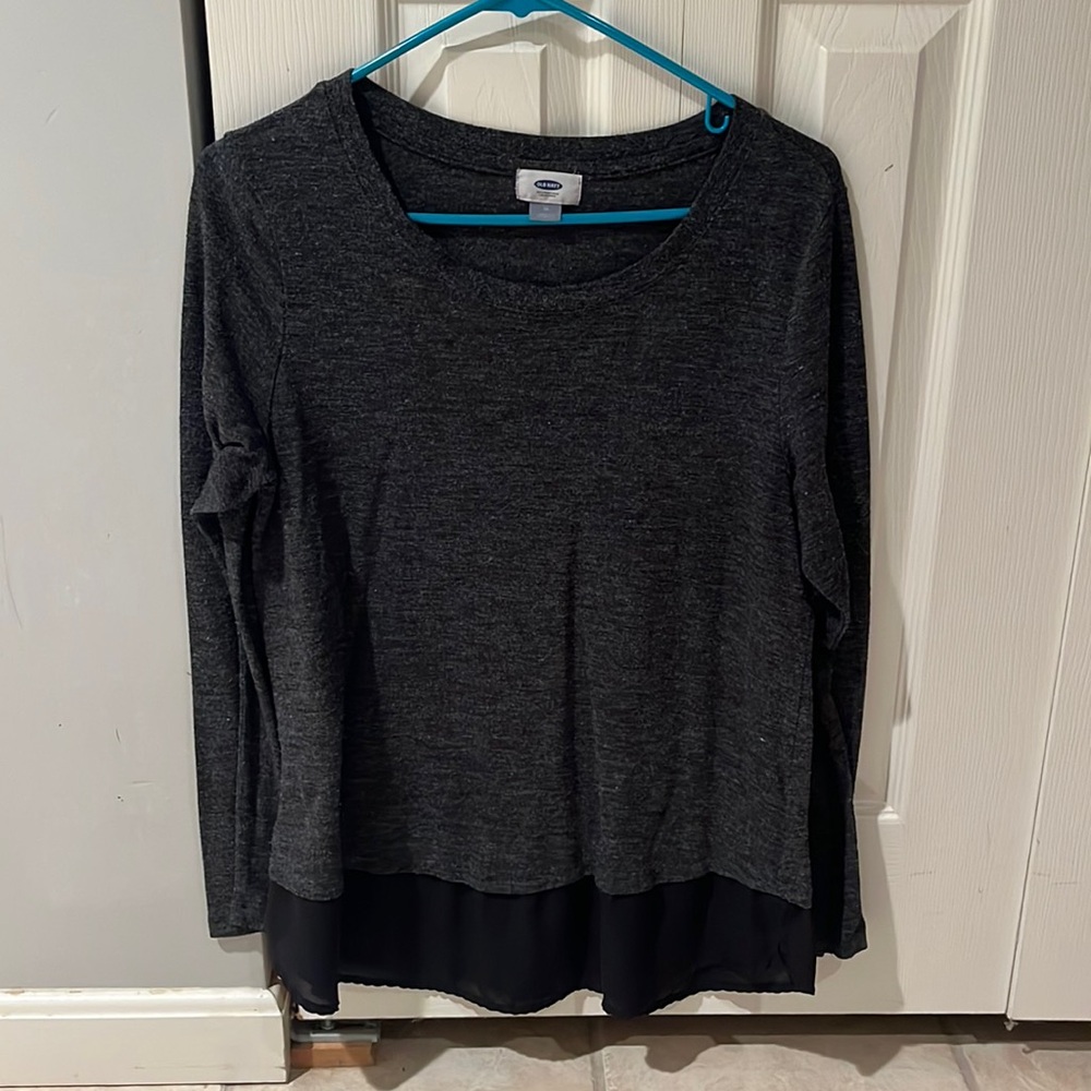 Old navy gray top, black sheer bottom M